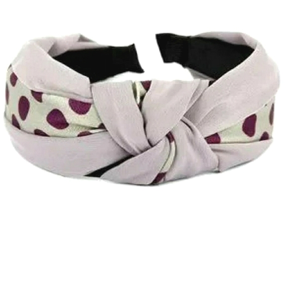 Accessories - Knotted headband, gray with purple polkadots, NWOT